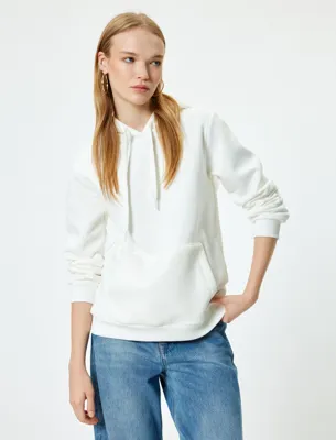 Koton Şardonlu Basic Kapüşonlu Sweatshirt Kanguru Cepli Uzun Kollu