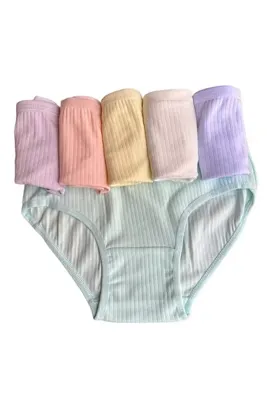 Kossiga Pamuklu Düz Genç Kız Çocuk Raporlu Slip Külot 6'lı Set Paket Normal Bel