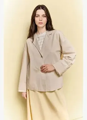 DeFacto Relax Fıt Keten Karışımlı Blazer Ceket