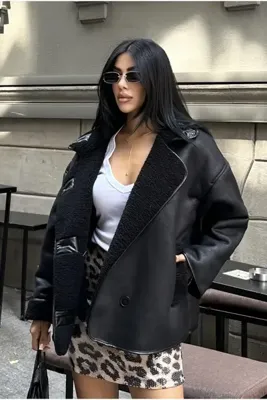 MEECY Kadın Siyah Oversize Ceket