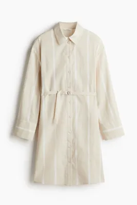 H&M Keten Karışımlı Gömlek Elbise