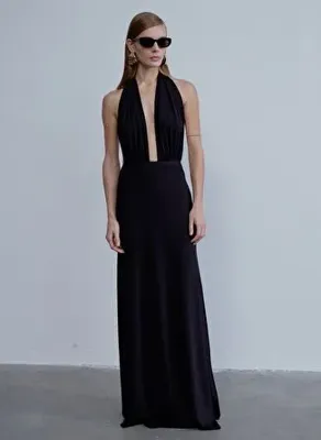 Nazlı Ceren Ines Jarse Uzun Elbise Siyah