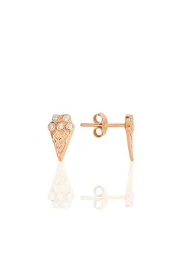 Söğütlü Silver Gümüş Rose Zirkon Taşlı Dondurma Küpe Sgtl11844rose