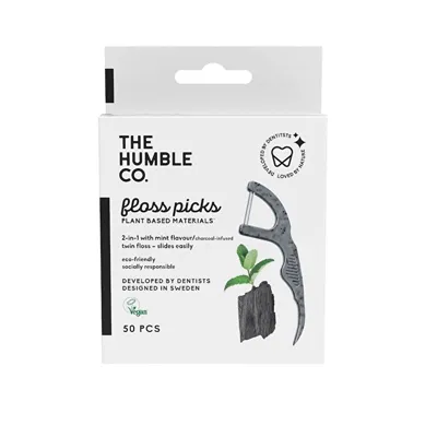 Humble Brush Floss Pick Kürdanlı Diş İpi 50'li (Kömür Nane)