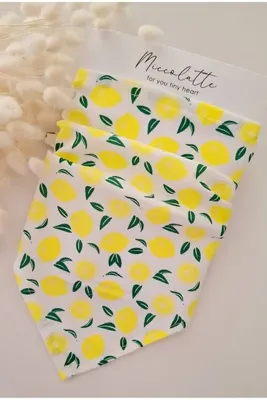 Miccolatte Kız Bebek ve Çocuk Meyve Desenli Poplin Kumaş Bağlamalı Üçgen Bandana(Tekli)