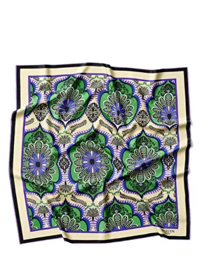 Braelyn London Emerald Medallion Renkli Twill İpek Kadın Eşarp