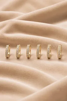 LYKOS Gold Renk Zirkon Taşlı Halka Kadın Küpe Seti
