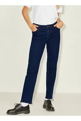 JJXX Koyu Mavi Kadın Denim Pantolon JXSEOUL STRAIGHT MW CC3001 NOOS