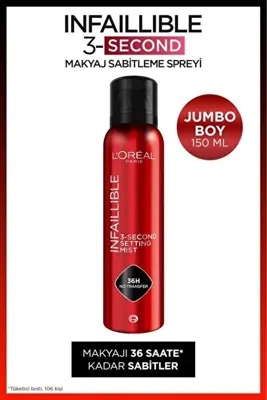 L'Oréal Paris Infaillible 3-Second Jumbo Makyaj Sabitleme Spreyi 150 ML - Setting Spray