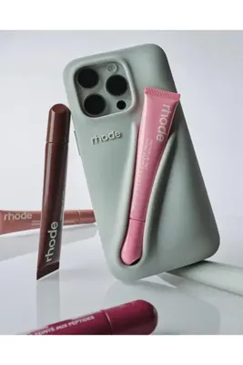 ELMALI STORE iPhone 15 Pro Uyumlu “ Cam Hediye “ Rhode Summer Premium Silikon Lip Case Telefon Kılıfı + Ruj