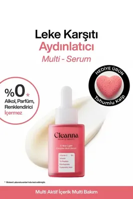 Cleanna Leke Karşıtı Serum 30 ml | Aydınlatıcı C Vitamini Serumu | Cilt Tonu Eşitleyici Peptitli Bakım