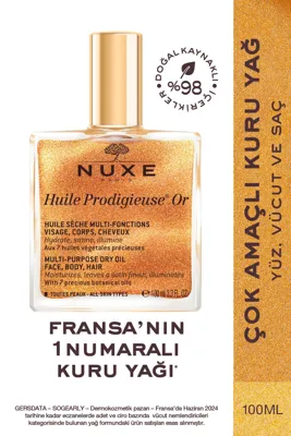 Nuxe Altın Parıltılı Çok Amaçlı Kuru Yağ (Yüz, Vücut, Saç) 100 ml