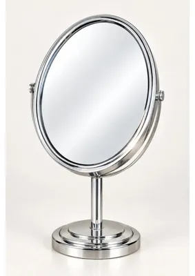 Chachahome Çift Taraflı Büyüteçli Masaüstü Makyaj Aynası Döner Metal Gümüş 27 x 16 cm Oval