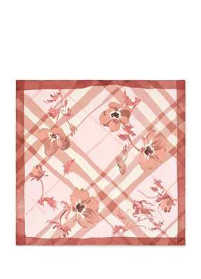 Burberry Watercolour Check Silk Pembe İpek Kadın Eşarp