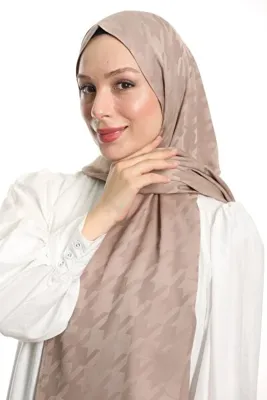 m moon scarf Kazayağı Desen Ipeksi Jakar Şal Yüksek Kalite Ithal Kumaş & Italyan Dikiş “ Vizon “