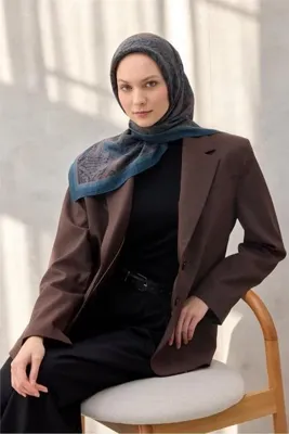 Silk Home Viskon Velora Eşarp Dört Mevsim Karma Desen Indigo 90x90