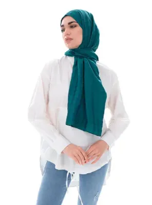 19v69 ITALIA Baklava Desen Jakar Elegante Seri Viscon Şal Askısı ile Birlikte 75x200 Zümrüt-Emerald