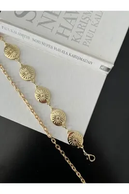 Zoula 5'li Gold Elips Detaylı Ayarlanabilir Zincirli Kadın Kemer Bel Kemeri Etek Kemeri Elbise Kemeri