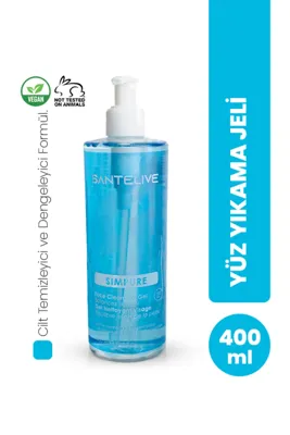 Santelive SIMPURE Yüz Temizleme Jeli Glikolik Asit Niasinamid Hyaluronik Asit 400 ml