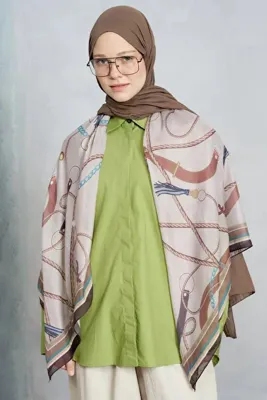 Madame Polo Belt Desen Omuz Şalı - Koyu Bej
