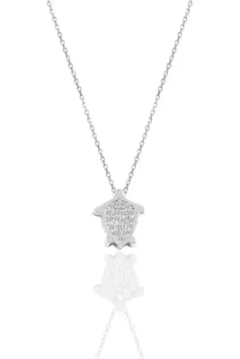 Söğütlü Silver Gümüş Rodyumlu Zirkon Taşlı Kaplumbağa Kolye Sgtl10377kplmb