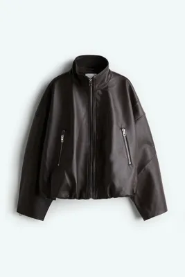 H&M Dik Yakalı Deri Ceket
