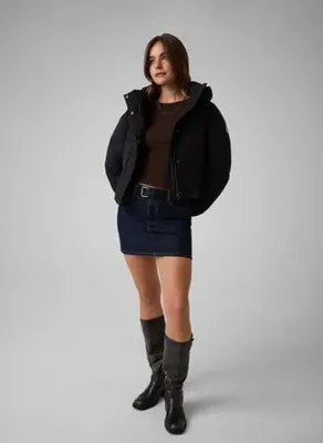 Guess Jeans W6BL25W3788-JBLK Siyah Kadın Kapüşonlu Cepli Mont