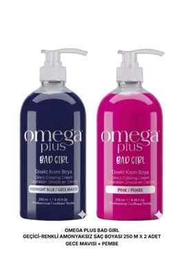 Omega Plus Bad Girl Gece Mavisi Geçici-renkli Amonyaksız Saç Boyası 250 ml Bad Girl Pembe