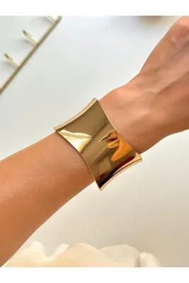 YOUES JEWELRY Çelik Kalın Kelepçe Bilezik Ayarlanabilir Kadın Erkek Unisex