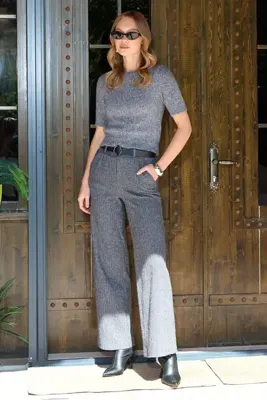 Fulla Moda Kemerli Balıksırtı Palazzo Pantolon
