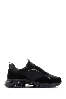 Derimod Erkek Siyah Bağcıklı Kalın Tabanlı Deri Sneaker
