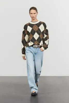 Massimo Dutti Baklava desenli yünlü triko kazak