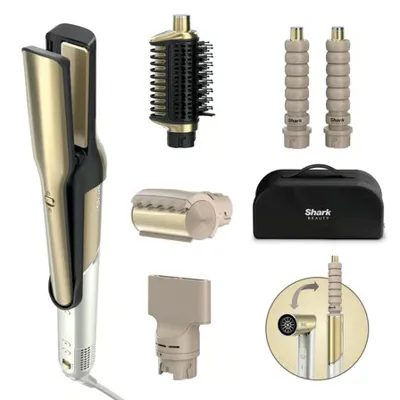 Shark Glam Multi-Purpose Hair Styler With 5 Attachments For Straight, Wavy And Curly Styles - Pink