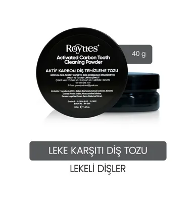 Royues Aktif Karbon Diş Beyazlatma Tozu 40 G