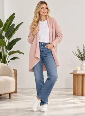 Maymara KADIN OVERSIZE PANÇO MODELLİ HIRKA PEMBE