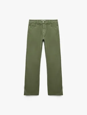 Koton Pamuklu Normal Bel Düğmeli Cepli Uzun Kesim Düz Paça Pantolon - Straight Jeans