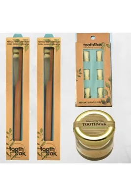 Toothwak 2 Misvak Fırça Doğal Misvak Diş Fırçası 1 Misvak Tozu 1 Yedek Başlıklar