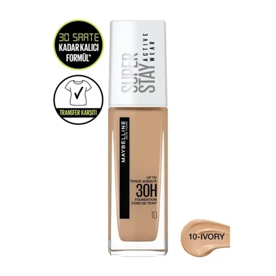 Maybelline New York Superstay Active Wear Fondöten - 10 Ivory