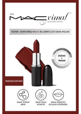 MAC ximal Sleek Satin Lipstick İkonik Saten Bitişli Ruj - Paramount 3.5g