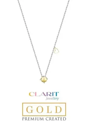 So Chic Created Light Yellow Canary Taşlı Clarit Serisi 8 Ayar Beyaz Altın Kolye