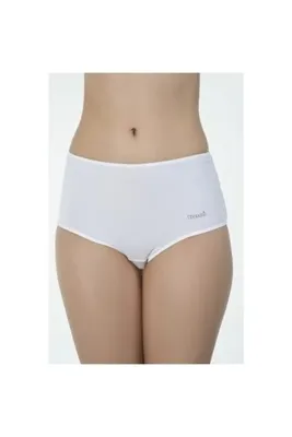 Kom Kadın Basic Maxi 2'Li Pamuklu Yüksek Bel Külot Beyaz Renkli