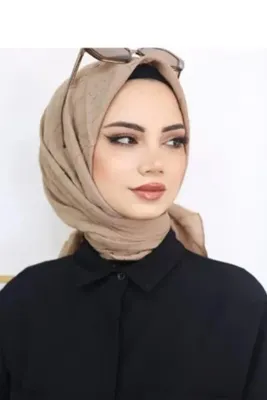Melodi Scarf Kadın Tesettür Pratik Bambu Kraş Eşarp Bej