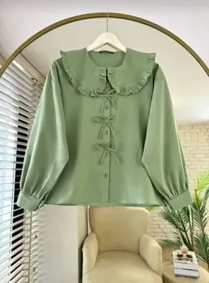 Nergis Neva Poplin Kumaş Yaka Detaylı Fiyonklu Etek Üstü gömlek