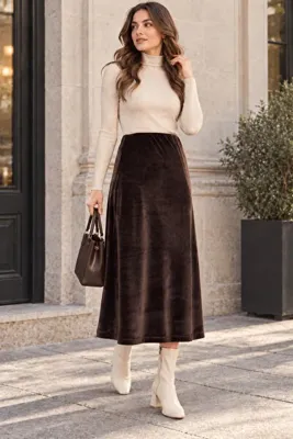 FARBE ER FASHION SEAT KAHVERENGİ DAR ETEK