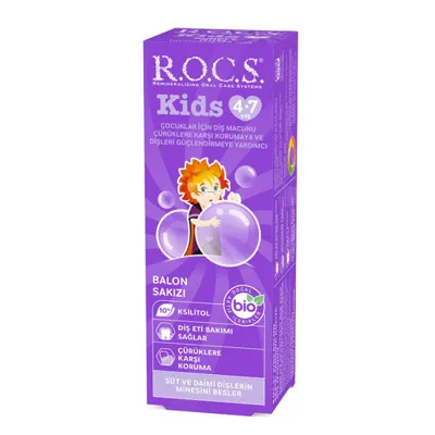 R.O.C.S. ROCS Kids 4-7 Yaş Meyveli Çocuk Diş Macunu (Balon Sakızı) 35ml.