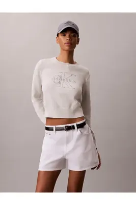 Calvin Klein Kadın Logo Detaylı Outline Kazak