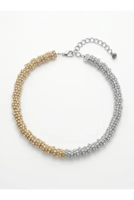lissstudio Gold Silver Kristal Taşlı Sıralı Kolye