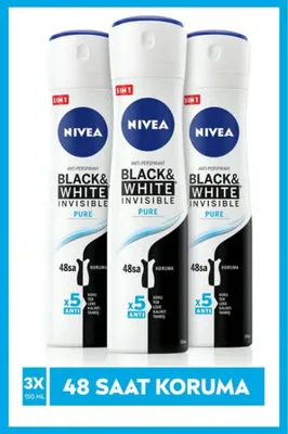 Nivea Kadın İnvisible Black And White Pure 150 ml Deodorant 3 Adet