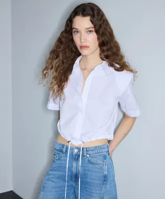 İpekyol Vatkalı büzgülü poplin gömlek