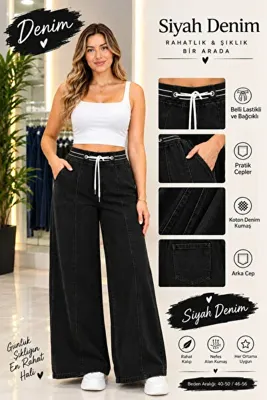 Moda Kazanç Kalın kot beli komple garnili pantolon